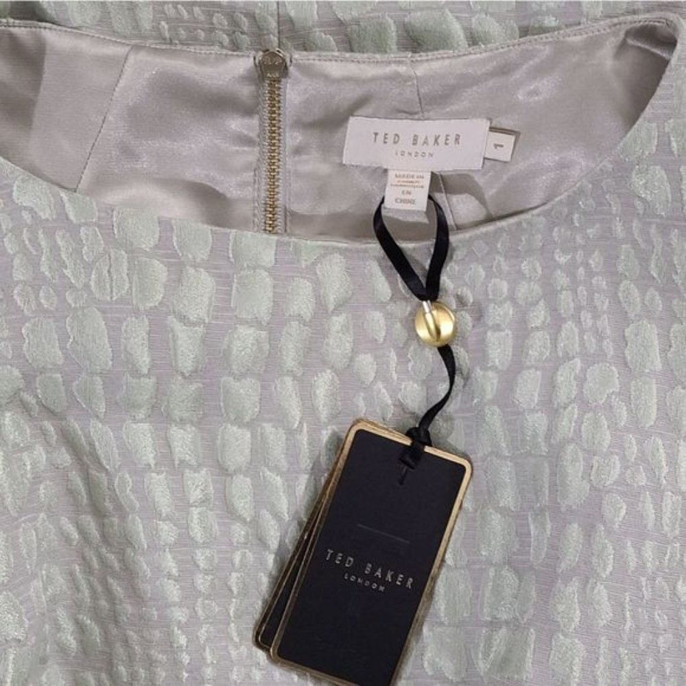 NWT 𝅺Ted Baker Kaleen Textured Jacquard Dress in Mint Green Ted Size 1/US 4 - Picture 12 of 16